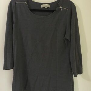 Gray Sweater with Zipper Accents